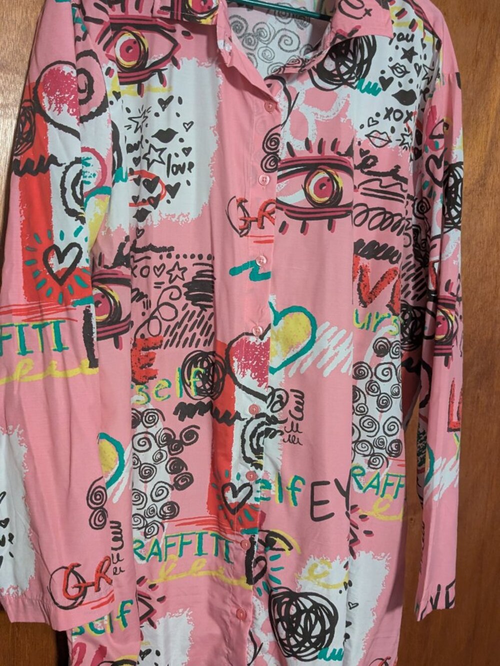 Pink Graphic Shirt Dress